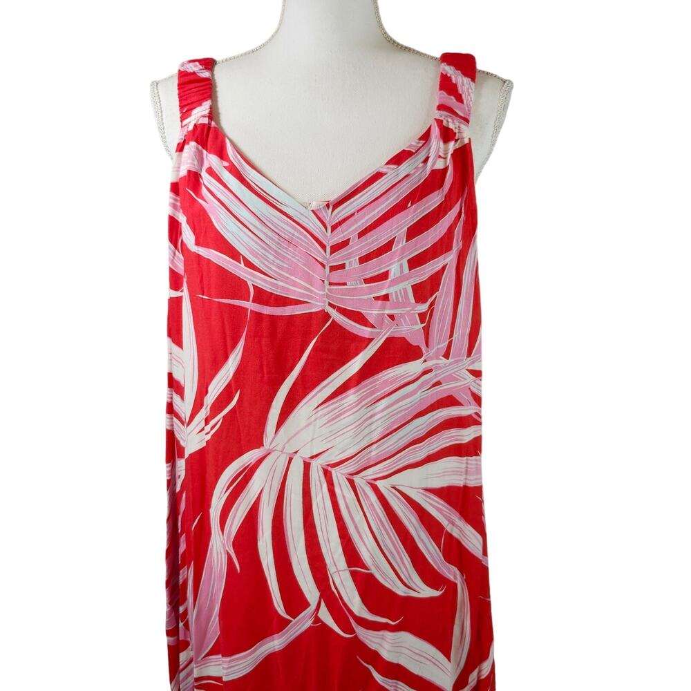 NWT 1 New 1 State Summer Dress Tropical Palm Leaves Medium Red Hawaiian Sundress